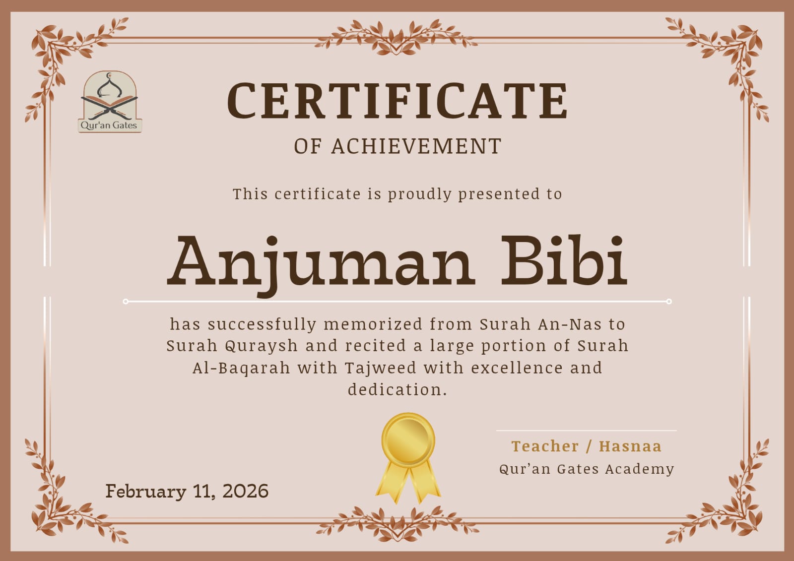 Student Certificate