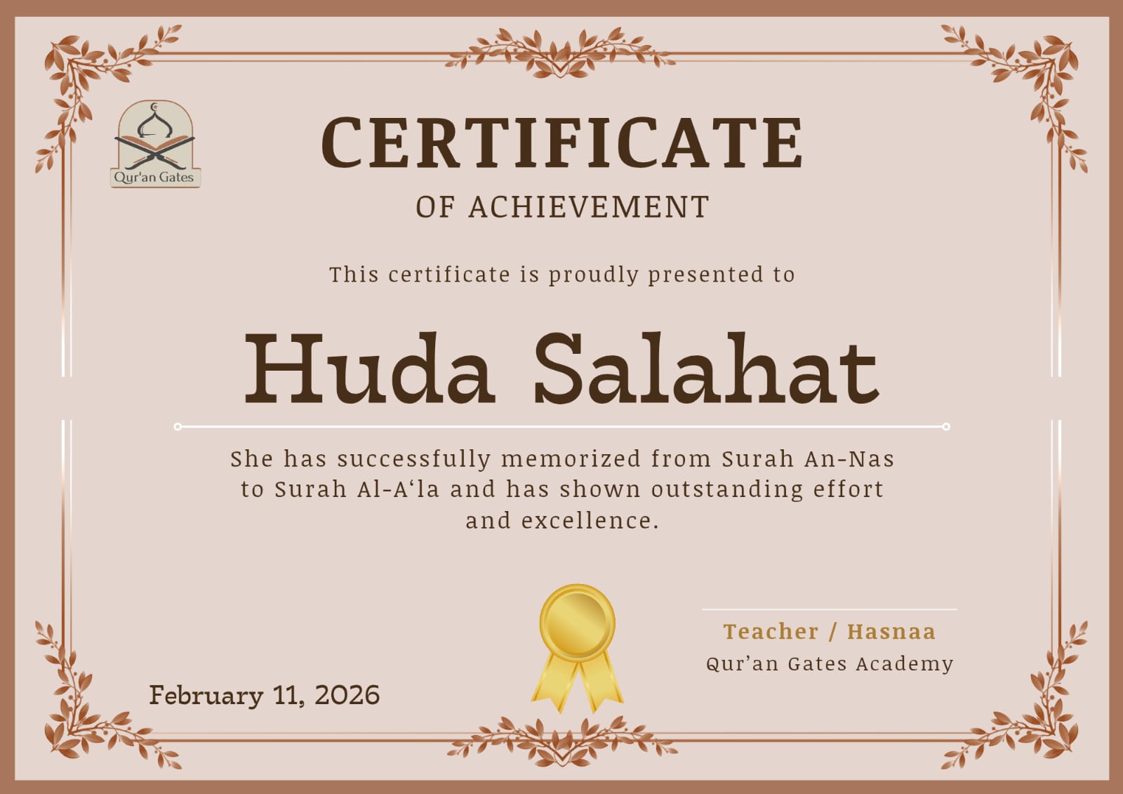 Student Certificate