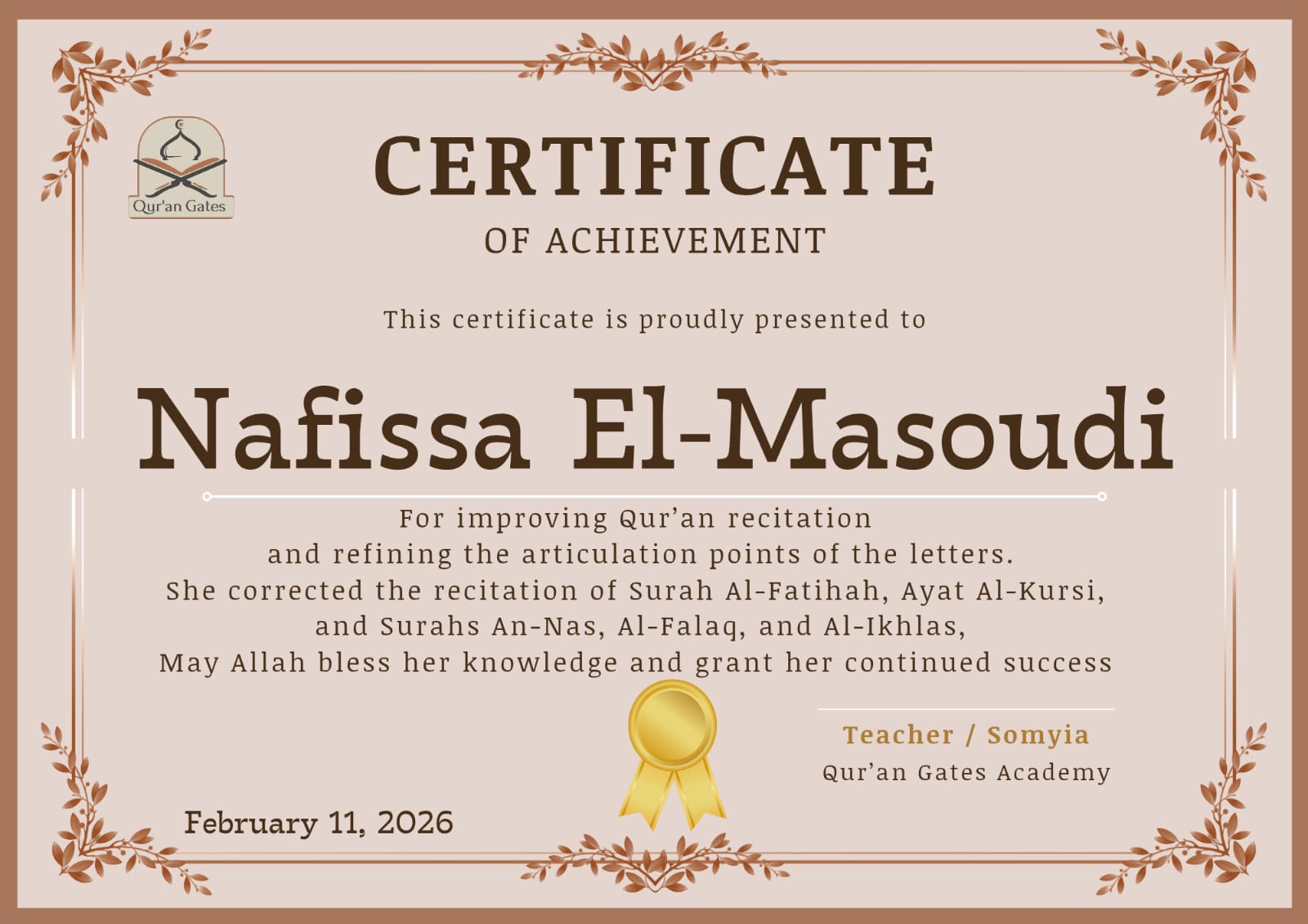 Student Certificate