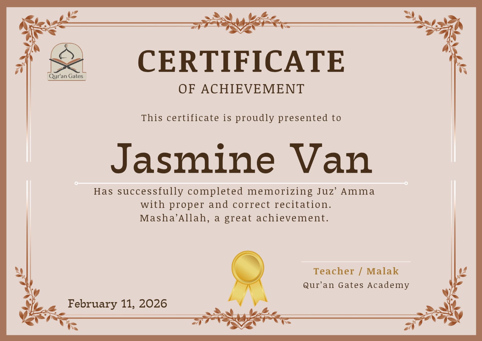 Student Certificate